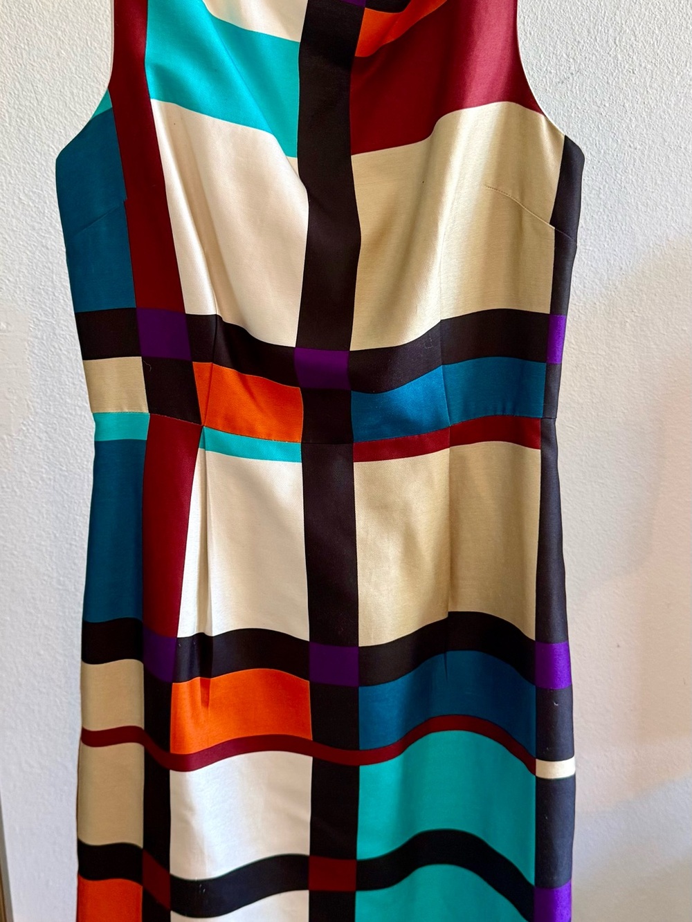 kate spade Colorblock Midi Sheath Dress in Teal, Cream, Black, Orange & Purple